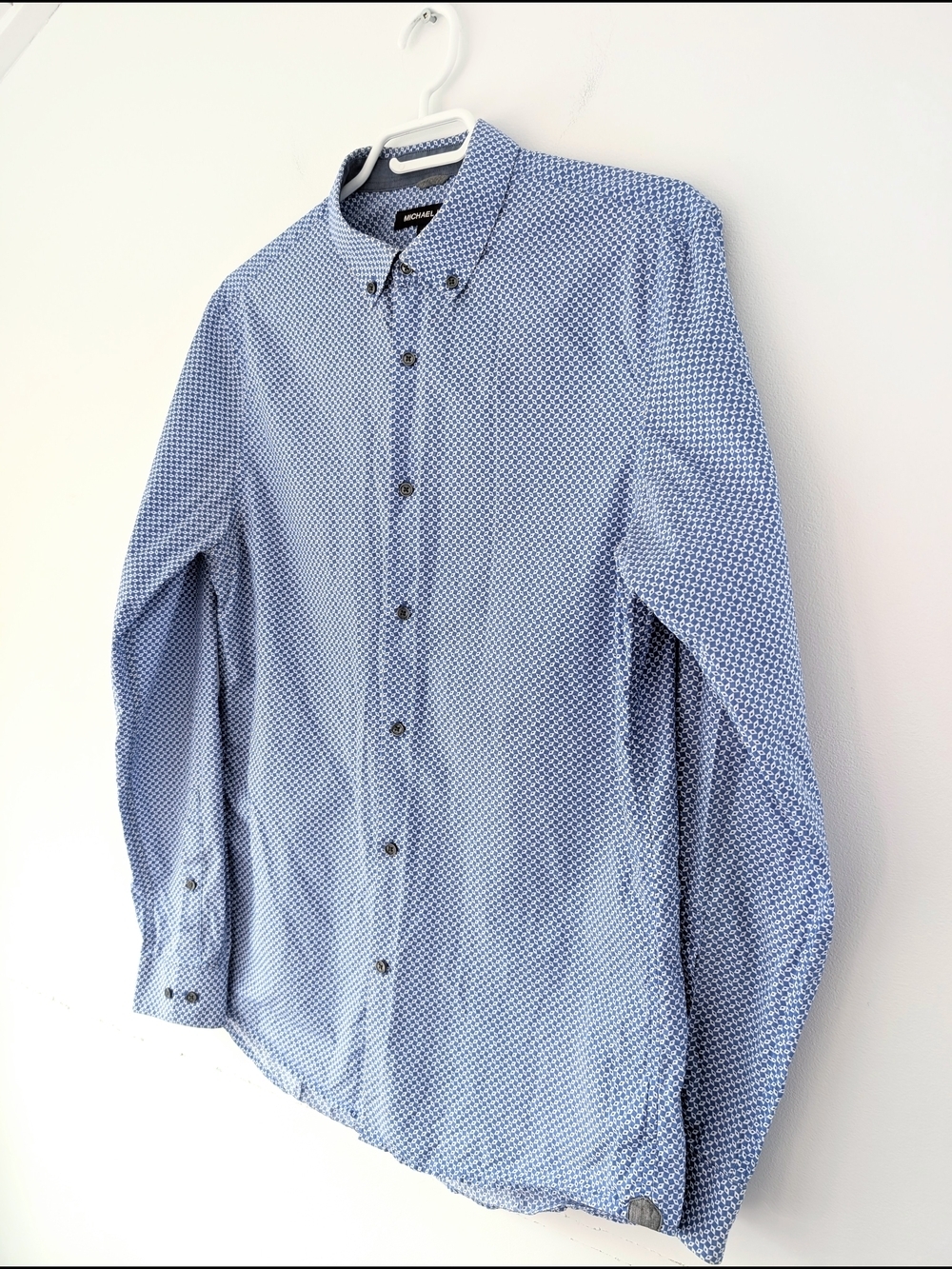 Michael Kors Slim Fit Geometric Print Button-Up Shirt Modern Smart Casual ~ Sz M - Picture 2 of 11